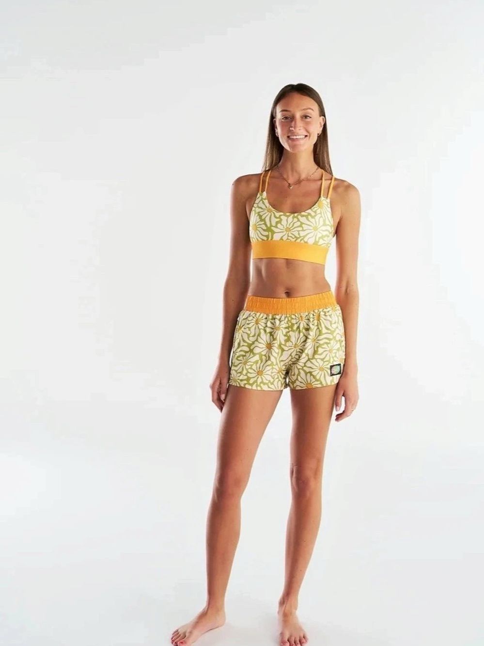 Slunks Far Outs Daisy Print shorts Green & Orange